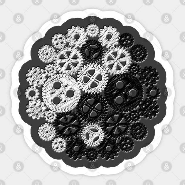 Gears Yin/Yang Sticker by JohnLucke